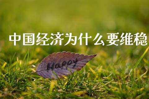 中国经济为什么要维稳_https://www.fcdydaikuan.com_德指期货直播_第1张