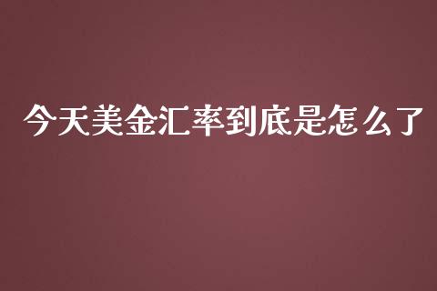 今天美金汇率到底是怎么了_https://www.fcdydaikuan.com_德指期货直播_第1张