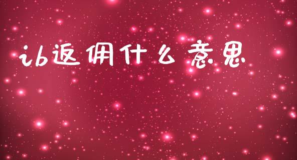 ib返佣什么意思_https://www.fcdydaikuan.com_黄金期货直播_第1张