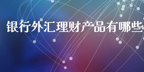 银行外汇理财产品有哪些_https://www.fcdydaikuan.com_恒指期货直播_第1张