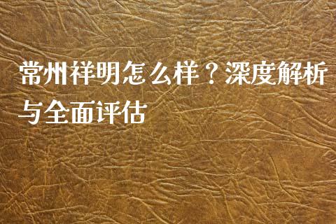 常州祥明怎么样？深度解析与全面评估_https://www.fcdydaikuan.com_恒生指数直播室_第1张