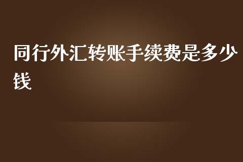 同行外汇转账手续费是多少钱_https://www.fcdydaikuan.com_德指期货直播_第1张