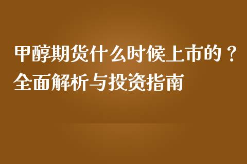 甲醇期货什么时候上市的？全面解析与投资指南_https://www.fcdydaikuan.com_恒指期货直播_第1张