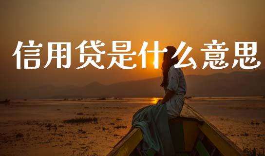 信用贷是什么意思_https://www.fcdydaikuan.com_恒生指数直播室_第1张