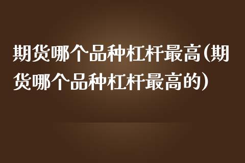 期货哪个品种杠杆最高(期货哪个品种杠杆最高的)_https://www.fcdydaikuan.com_恒指期货直播_第1张