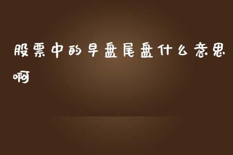 股票中的早盘尾盘什么意思啊_https://www.fcdydaikuan.com_黄金期货直播_第1张