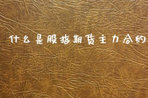 什么是股指期货主力合约_https://www.fcdydaikuan.com_德指期货直播_第1张