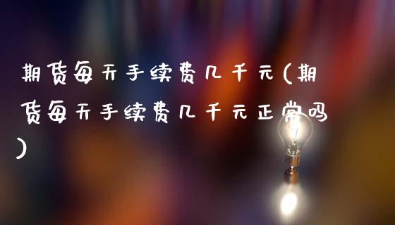 期货每天手续费几千元(期货每天手续费几千元正常吗)_https://www.fcdydaikuan.com_德指期货直播_第1张