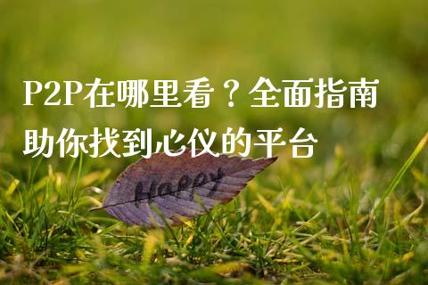 P2P在哪里看？全面指南助你找到心仪的平台_https://www.fcdydaikuan.com_恒生指数直播室_第1张
