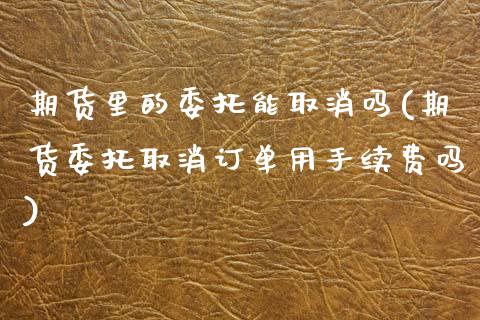 期货里的委托能取消吗(期货委托取消订单用手续费吗)_https://www.fcdydaikuan.com_恒生指数直播室_第1张