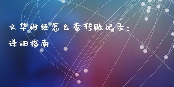 文华财经怎么查转账记录：详细指南_https://www.fcdydaikuan.com_恒生指数直播室_第1张