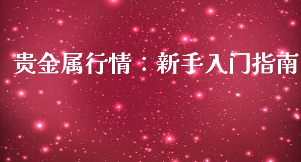 贵金属行情：新手入门指南_https://www.fcdydaikuan.com_黄金期货直播_第1张
