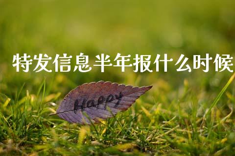 特发信息半年报什么时候_https://www.fcdydaikuan.com_德指期货直播_第1张