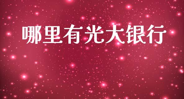 哪里有光大银行_https://www.fcdydaikuan.com_德指期货直播_第1张