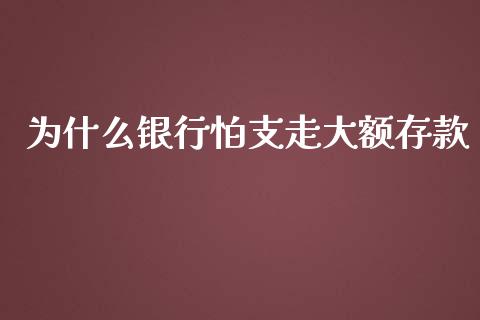 为什么银行怕支走大额存款_https://www.fcdydaikuan.com_黄金期货直播_第1张