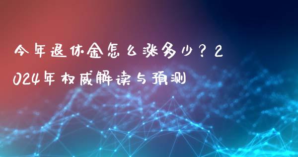今年退休金怎么涨多少？2024年权威解读与预测_https://www.fcdydaikuan.com_黄金期货直播_第1张