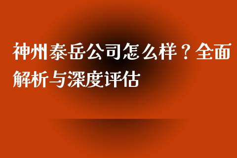 神州泰岳公司怎么样？全面解析与深度评估_https://www.fcdydaikuan.com_恒生指数直播室_第1张