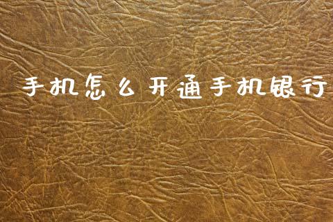 手机怎么开通手机银行_https://www.fcdydaikuan.com_恒生指数直播室_第1张