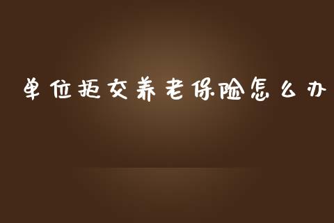 单位拒交养老保险怎么办_https://www.fcdydaikuan.com_恒生指数直播室_第1张