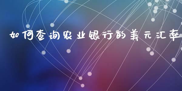 如何查询农业银行的美元汇率_https://www.fcdydaikuan.com_恒指期货直播_第1张