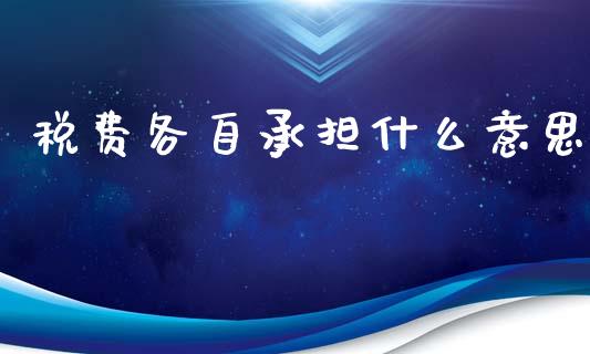 税费各自承担什么意思_https://www.fcdydaikuan.com_德指期货直播_第1张