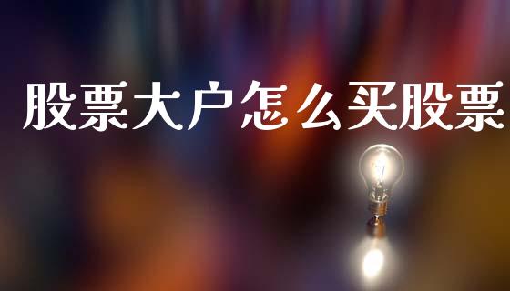 股票大户怎么买股票_https://www.fcdydaikuan.com_恒指期货直播_第1张
