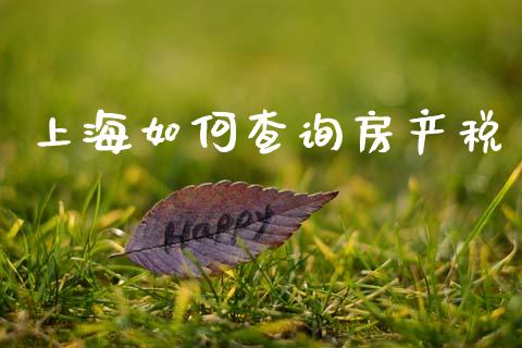 上海如何查询房产税_https://www.fcdydaikuan.com_黄金期货直播_第1张