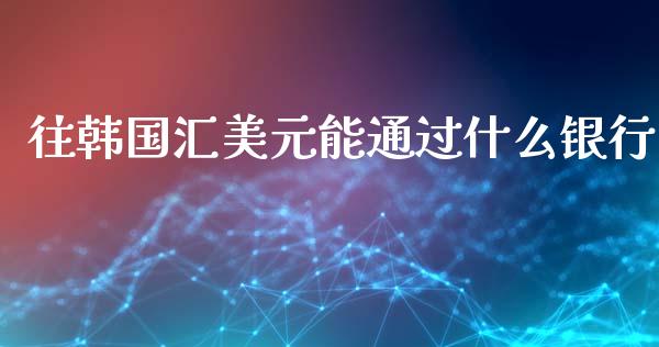 往韩国汇美元能通过什么银行_https://www.fcdydaikuan.com_黄金期货直播_第1张