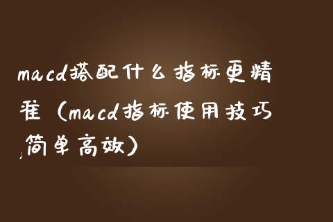 macd搭配什么指标更精准（macd指标使用技巧,简单高效）_https://www.fcdydaikuan.com_德指期货直播_第1张