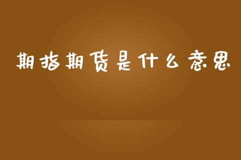 期指期货是什么意思_https://www.fcdydaikuan.com_黄金期货直播_第1张