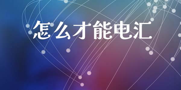 怎么才能电汇_https://www.fcdydaikuan.com_德指期货直播_第1张