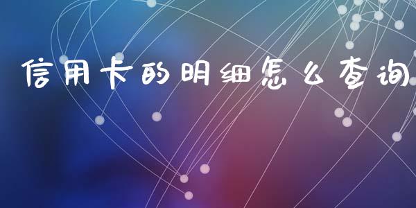 信用卡的明细怎么查询_https://www.fcdydaikuan.com_德指期货直播_第1张