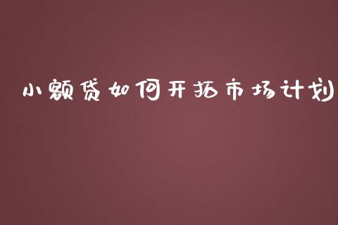 小额贷如何开拓市场计划_https://www.fcdydaikuan.com_恒生指数直播室_第1张