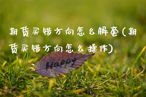 期货买错方向怎么解套(期货买错方向怎么操作)_https://www.fcdydaikuan.com_黄金期货直播_第1张