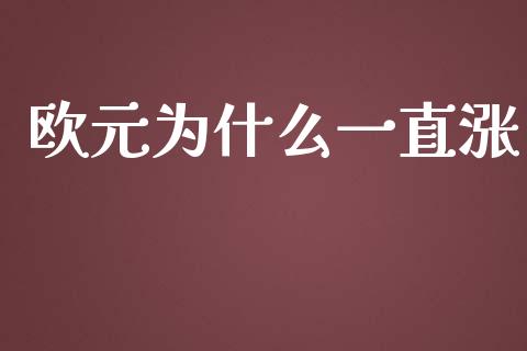 欧元为什么一直涨_https://www.fcdydaikuan.com_黄金期货直播_第1张