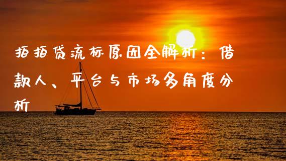 拍拍贷流标原因全解析：借款人、平台与市场多角度分析_https://www.fcdydaikuan.com_黄金期货直播_第1张
