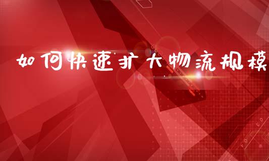 如何快速扩大物流规模_https://www.fcdydaikuan.com_恒指期货直播_第1张
