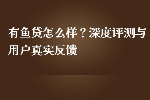 有鱼贷怎么样？深度评测与用户真实反馈_https://www.fcdydaikuan.com_黄金期货直播_第1张