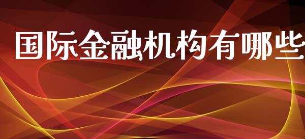 国际金融机构有哪些_https://www.fcdydaikuan.com_德指期货直播_第1张