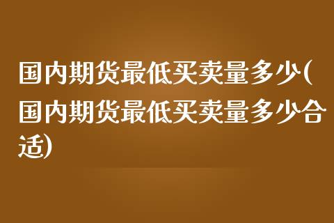 国内期货最低买卖量多少(国内期货最低买卖量多少合适)_https://www.fcdydaikuan.com_德指期货直播_第1张