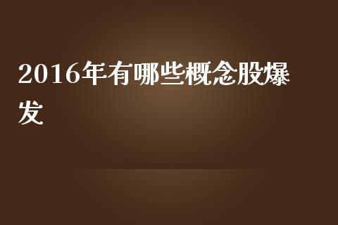 2016年有哪些概念股爆发_https://www.fcdydaikuan.com_恒指期货直播_第1张