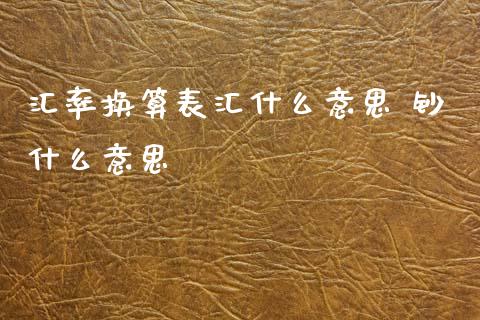 汇率换算表汇什么意思 钞什么意思_https://www.fcdydaikuan.com_恒指期货直播_第1张