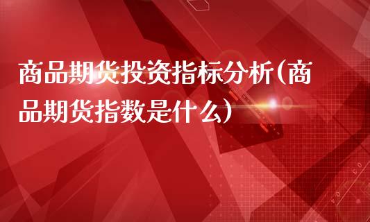 商品期货投资指标分析(商品期货指数是什么)_https://www.fcdydaikuan.com_德指期货直播_第1张