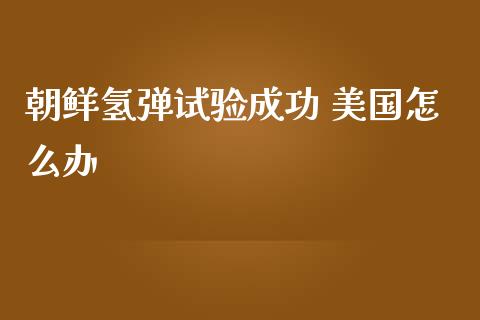 朝鲜氢弹试验成功 美国怎么办_https://www.fcdydaikuan.com_恒生指数直播室_第1张
