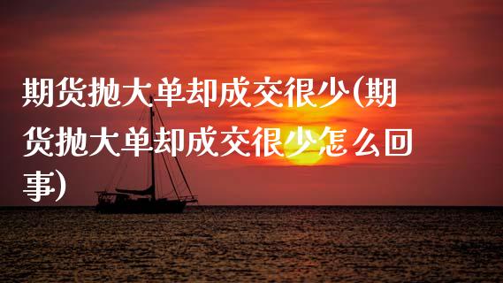 期货抛大单却成交很少(期货抛大单却成交很少怎么回事)_https://www.fcdydaikuan.com_恒指期货直播_第1张