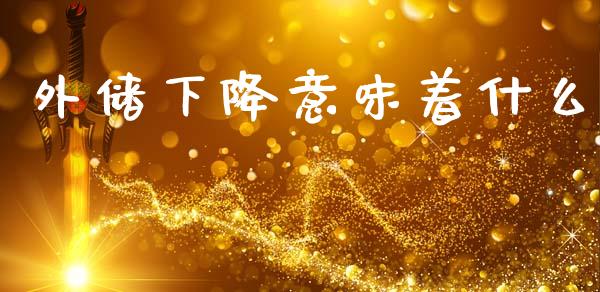 外储下降意味着什么_https://www.fcdydaikuan.com_德指期货直播_第1张