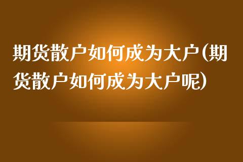 期货散户如何成为大户(期货散户如何成为大户呢)_https://www.fcdydaikuan.com_恒指期货直播_第1张