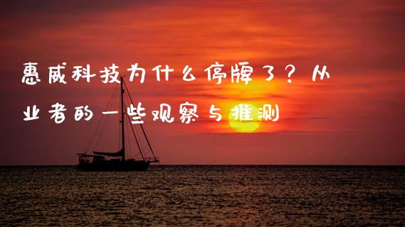 惠威科技为什么停牌了？从业者的一些观察与推测_https://www.fcdydaikuan.com_黄金期货直播_第1张