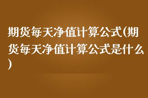 期货每天净值计算公式(期货每天净值计算公式是什么)_https://www.fcdydaikuan.com_恒指期货直播_第1张