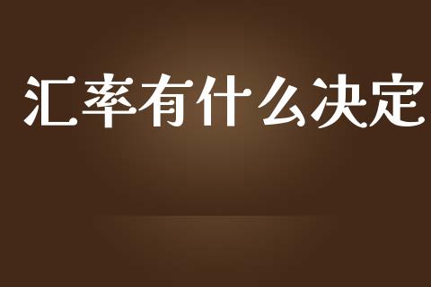 汇率有什么决定_https://www.fcdydaikuan.com_德指期货直播_第1张